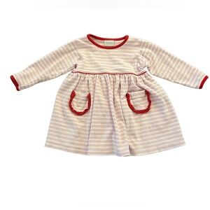 Squiggles by Charlie Pink Red Striped Popover Dress Size 24 months
